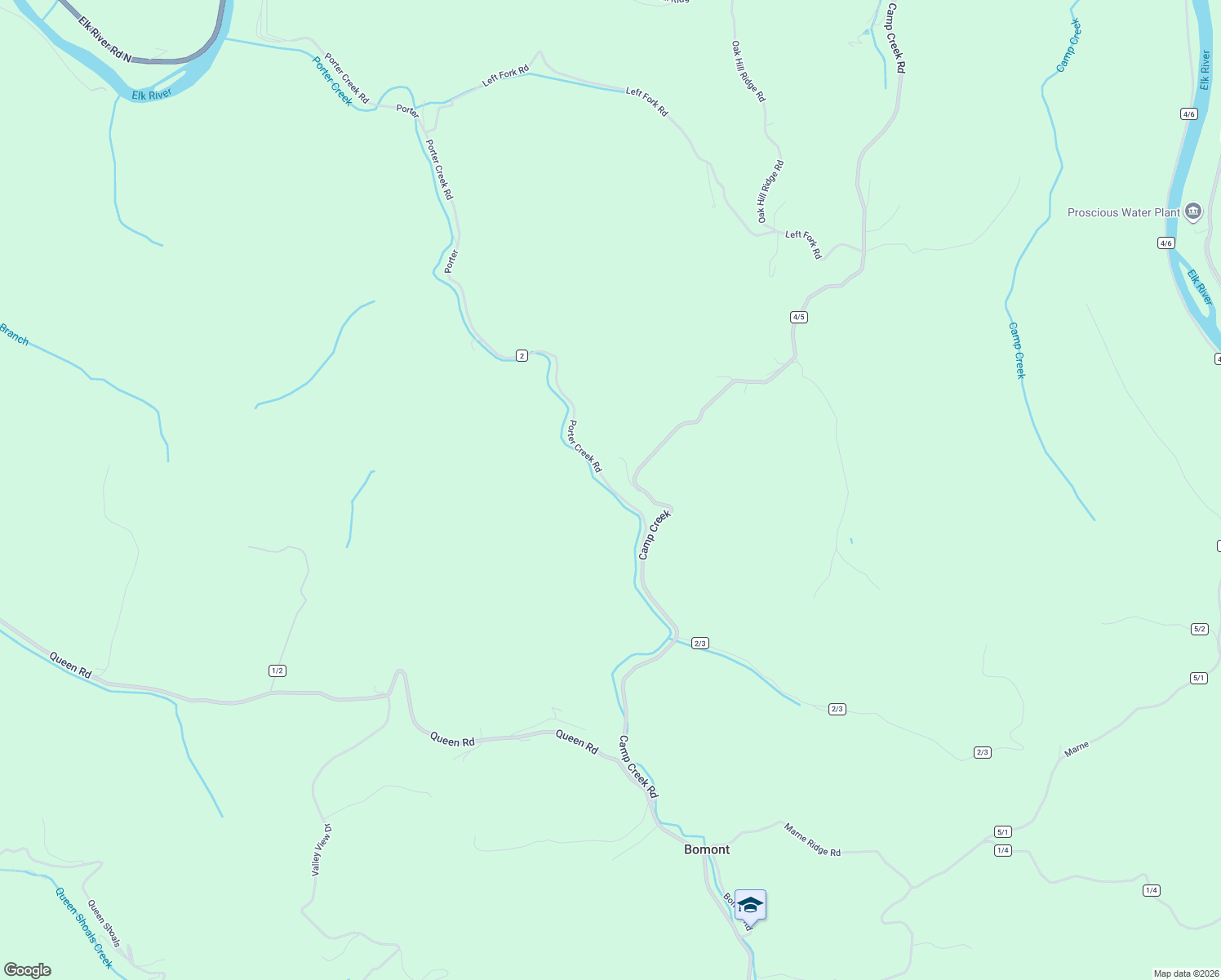 map of restaurants, bars, coffee shops, grocery stores, and more near Porter Creek Road in Bomont