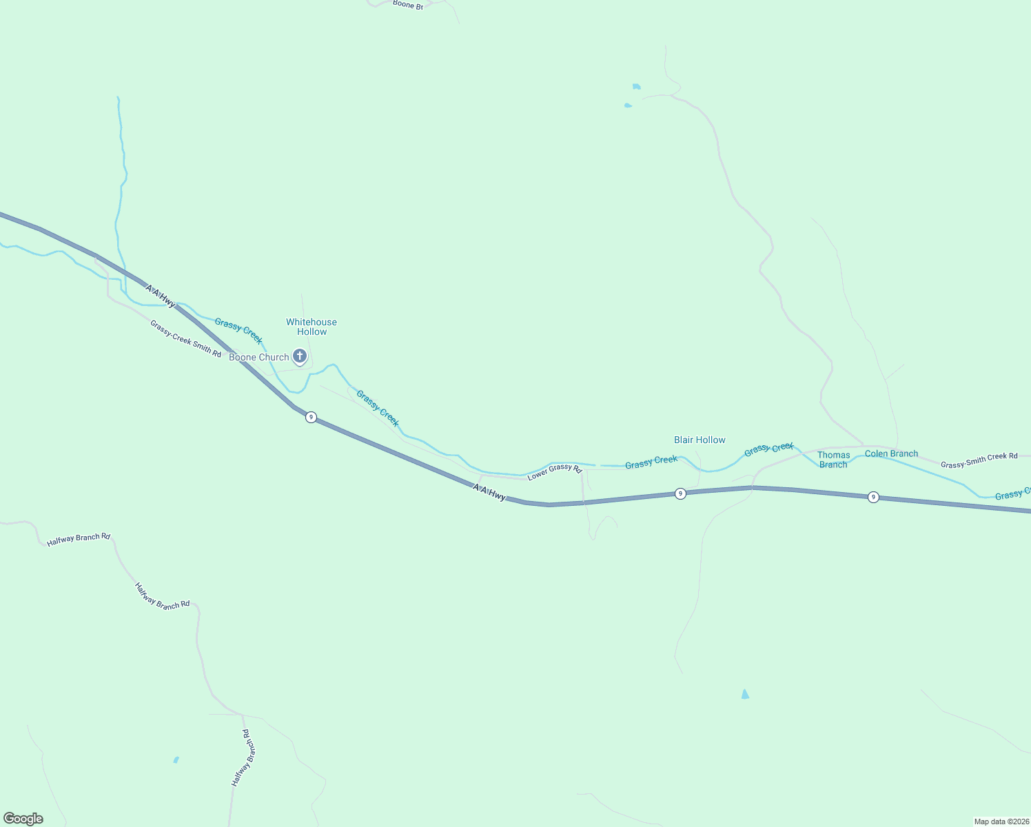 map of restaurants, bars, coffee shops, grocery stores, and more near 242 Lower Grassy Road in Grayson