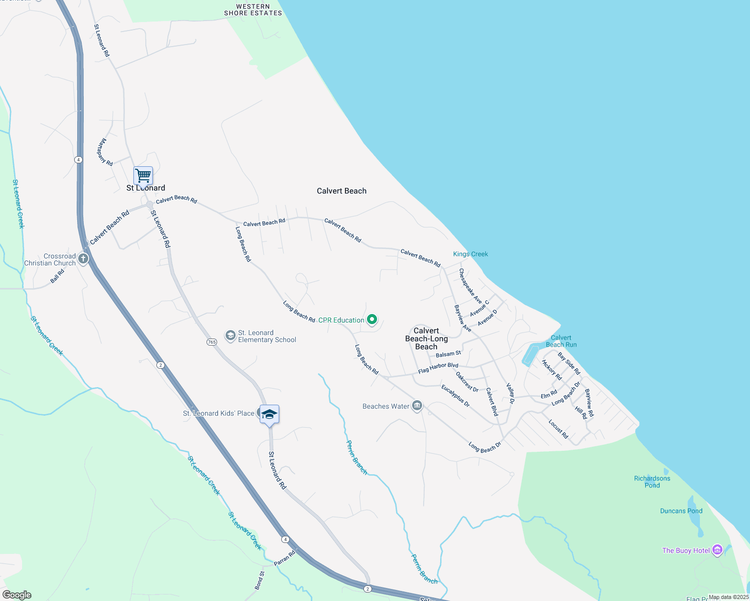 map of restaurants, bars, coffee shops, grocery stores, and more near 5320 Majesty Lane in St. Leonard