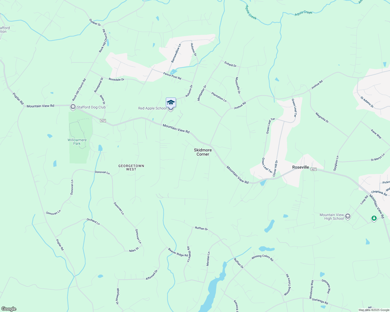 map of restaurants, bars, coffee shops, grocery stores, and more near 7 Carter Ln in Stafford