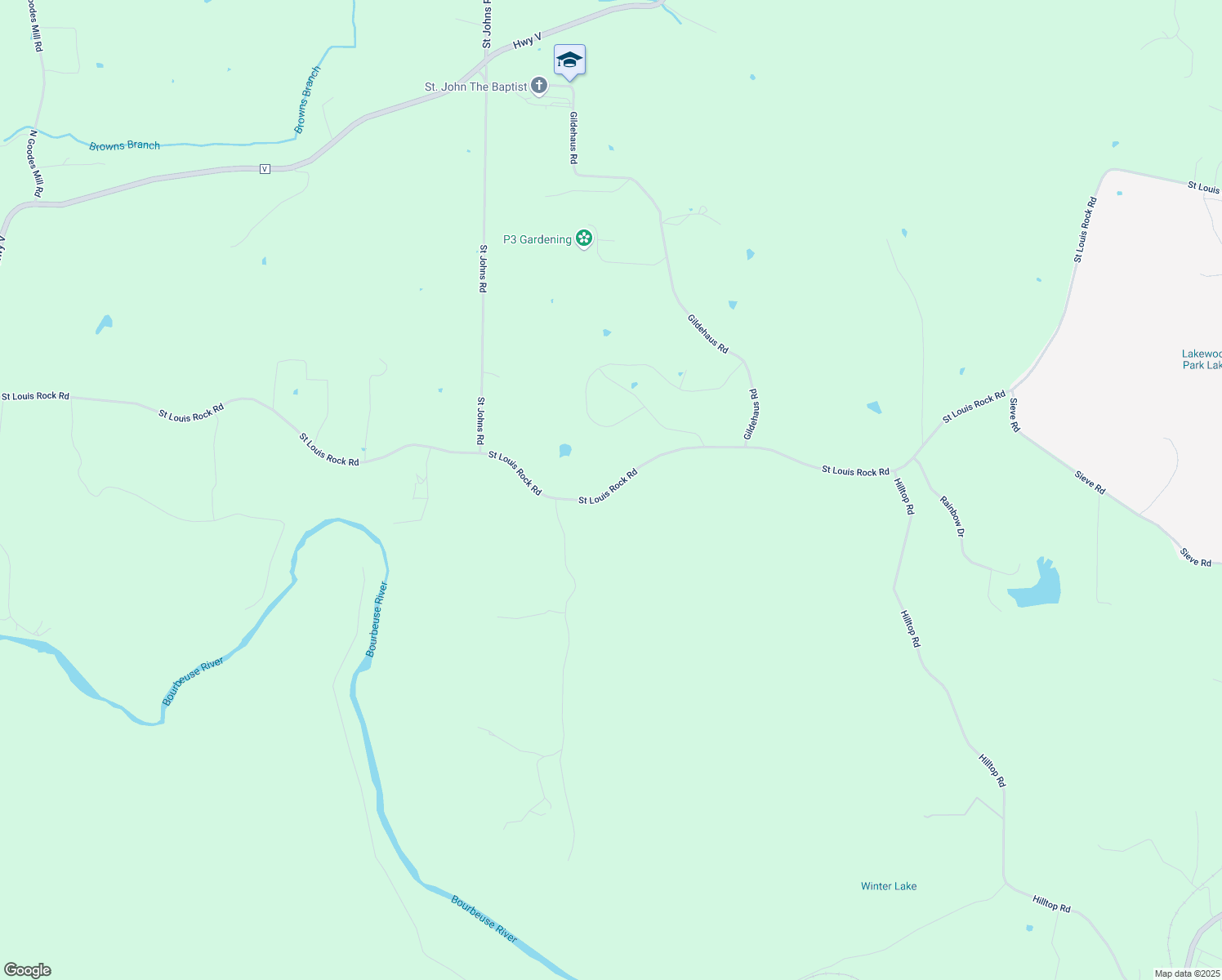 map of restaurants, bars, coffee shops, grocery stores, and more near 4885 Saint Louis Rock Road in Villa Ridge