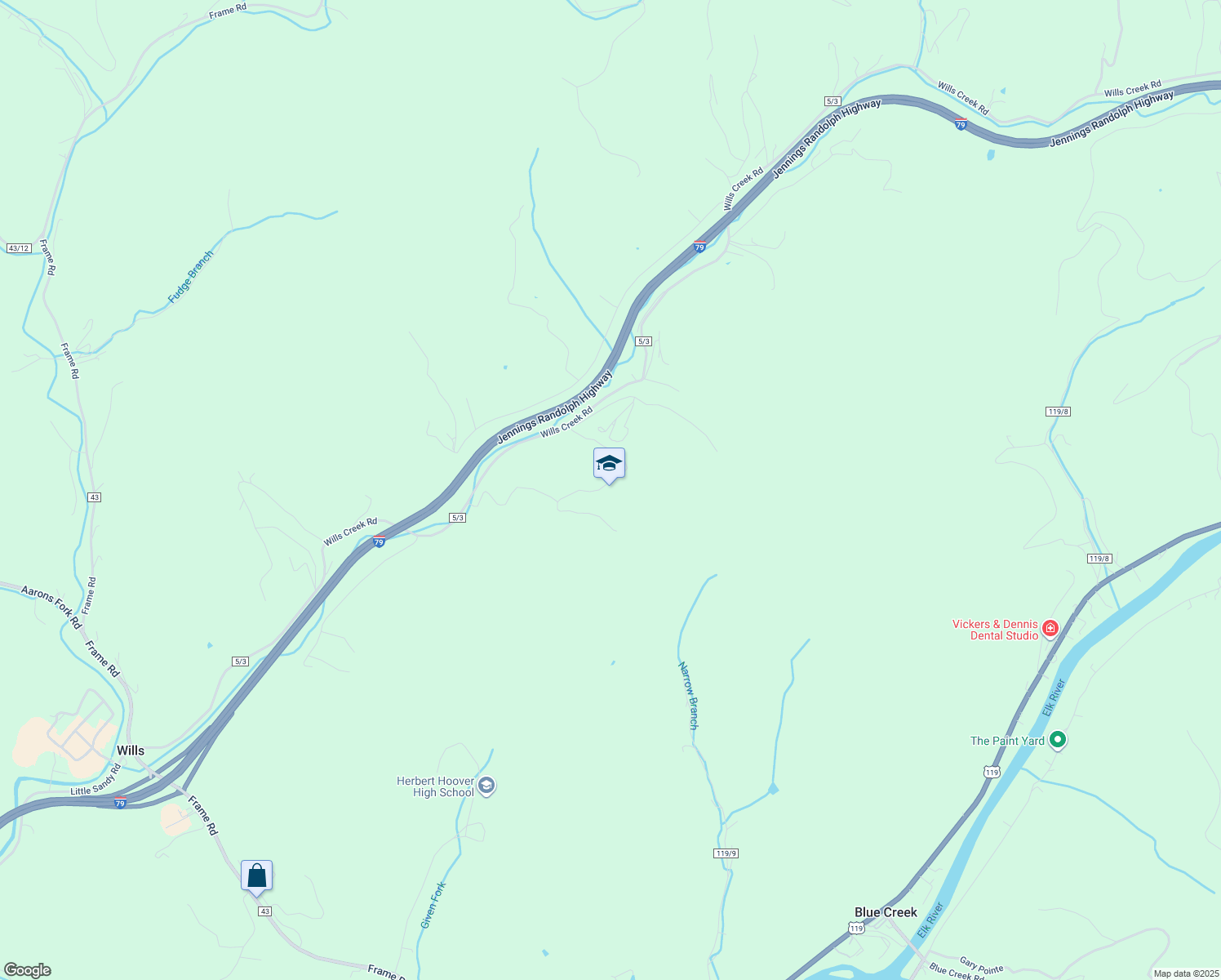map of restaurants, bars, coffee shops, grocery stores, and more near in Elkview