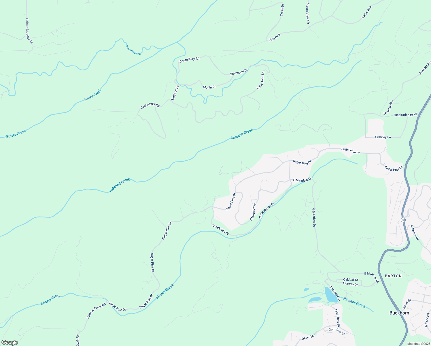 map of restaurants, bars, coffee shops, grocery stores, and more near 25350 Reeder Lane in Pioneer