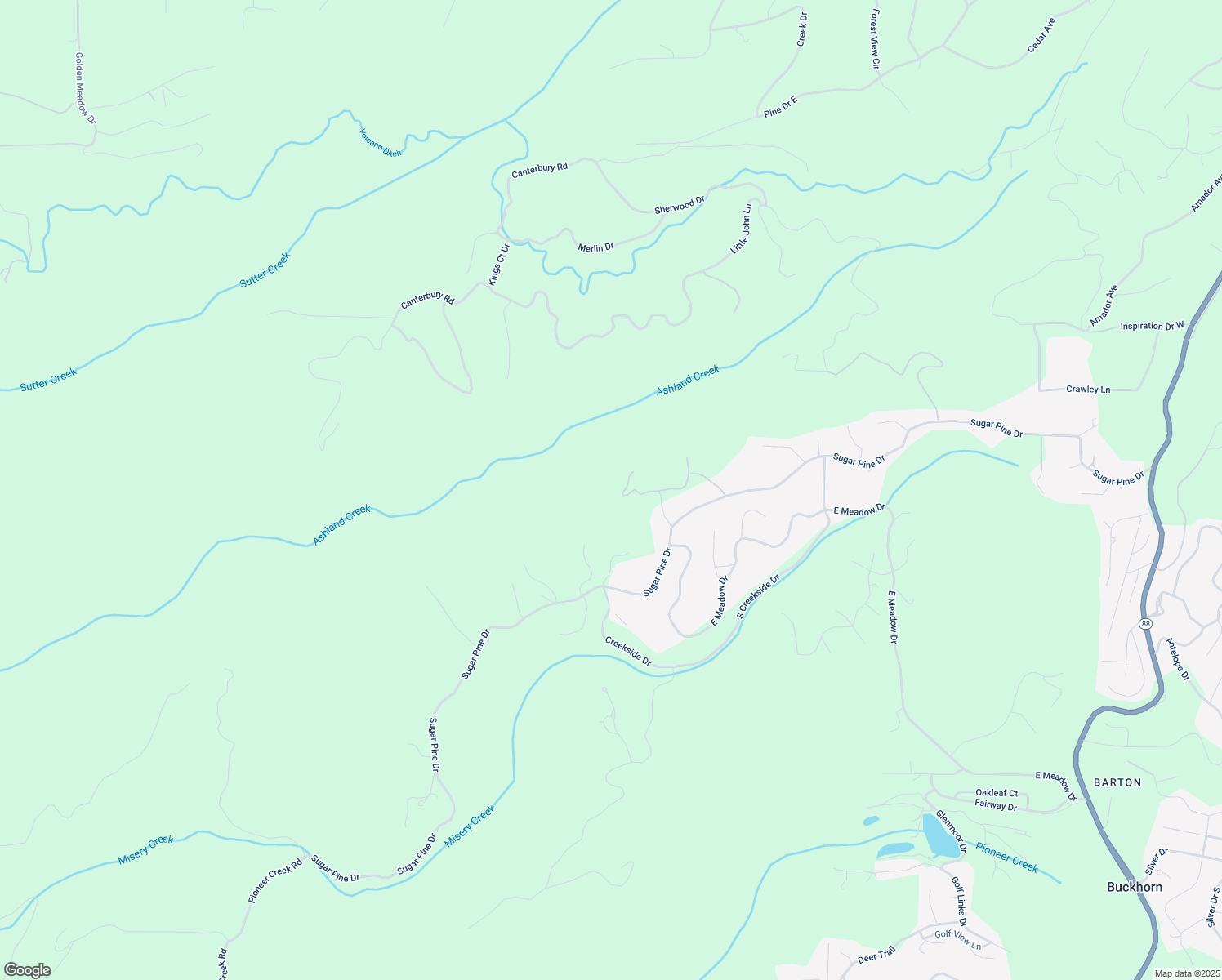 map of restaurants, bars, coffee shops, grocery stores, and more near 25350 Reeder Lane in Pioneer