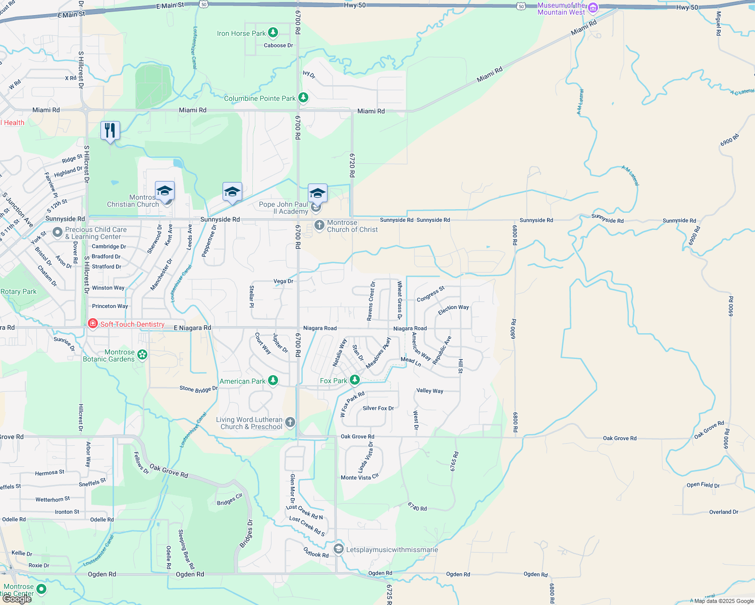 map of restaurants, bars, coffee shops, grocery stores, and more near 1648 Saw Grass Drive in Montrose