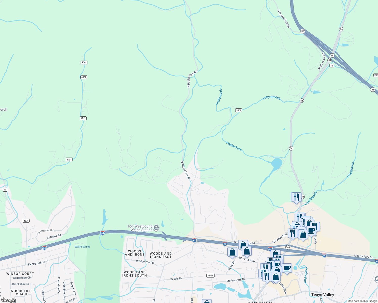 map of restaurants, bars, coffee shops, grocery stores, and more near 100-104 Summerbrook Drive in Hurricane