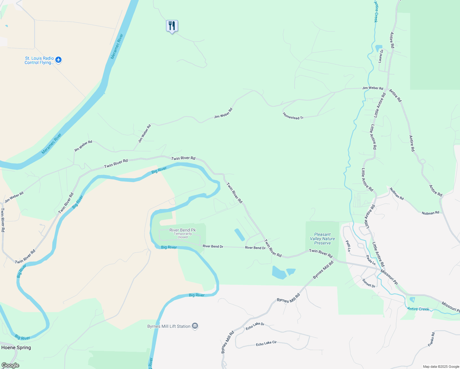 map of restaurants, bars, coffee shops, grocery stores, and more near 7063 Twin River Road in Eureka