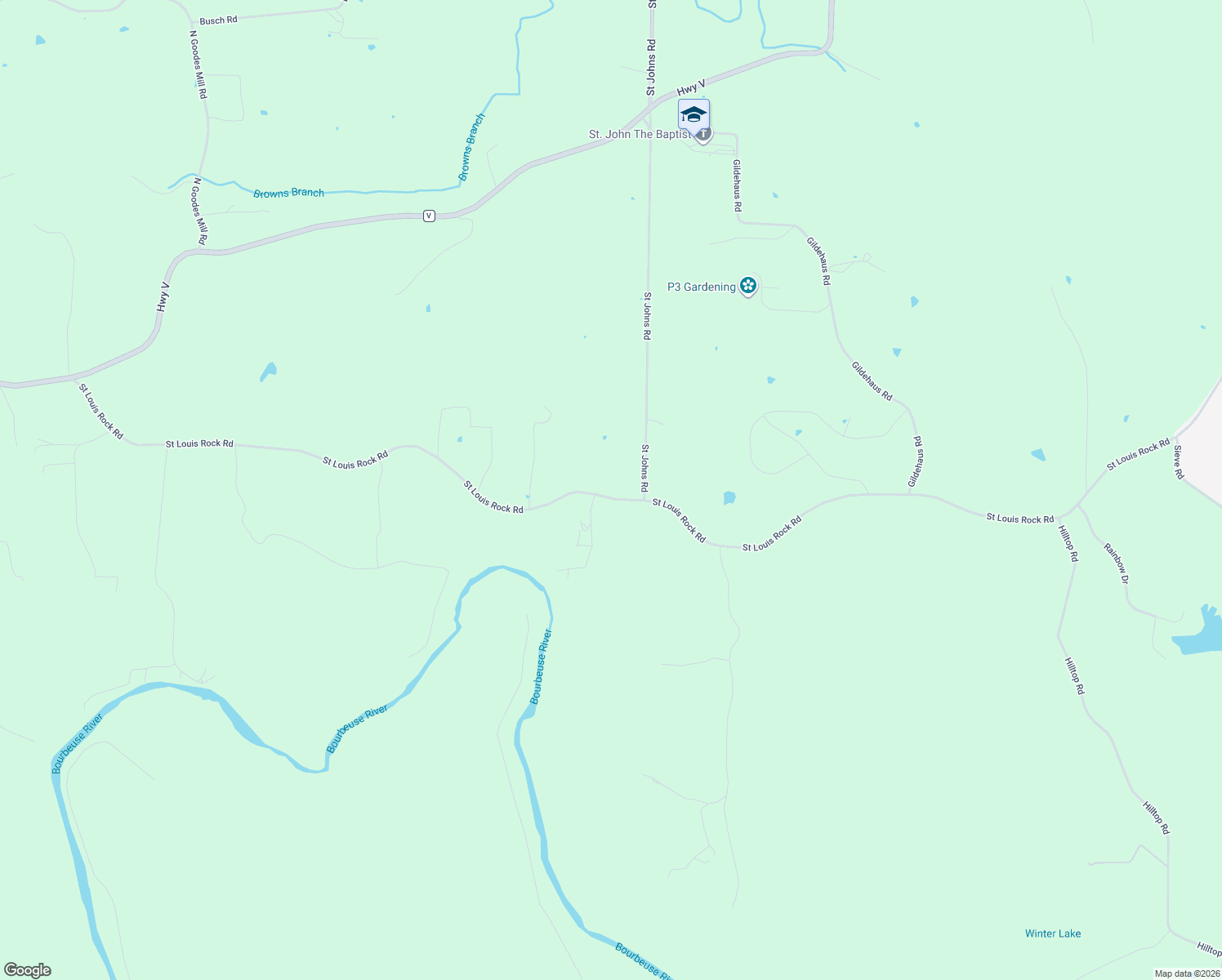 map of restaurants, bars, coffee shops, grocery stores, and more near 4885 Saint Louis Rock Road in Villa Ridge