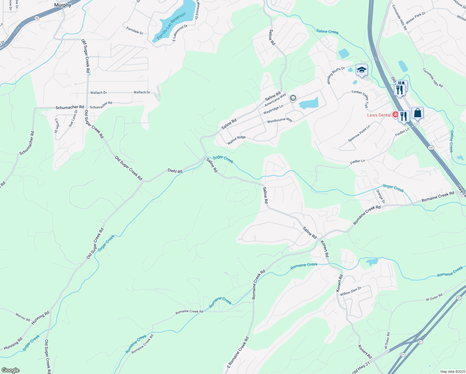 map of restaurants, bars, coffee shops, grocery stores, and more near 2653 Winding Valley Drive in Fenton