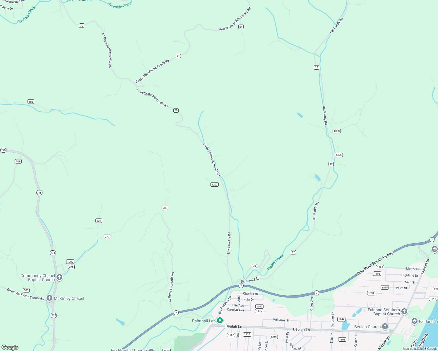 map of restaurants, bars, coffee shops, grocery stores, and more near 859 County Road 70 in Proctorville