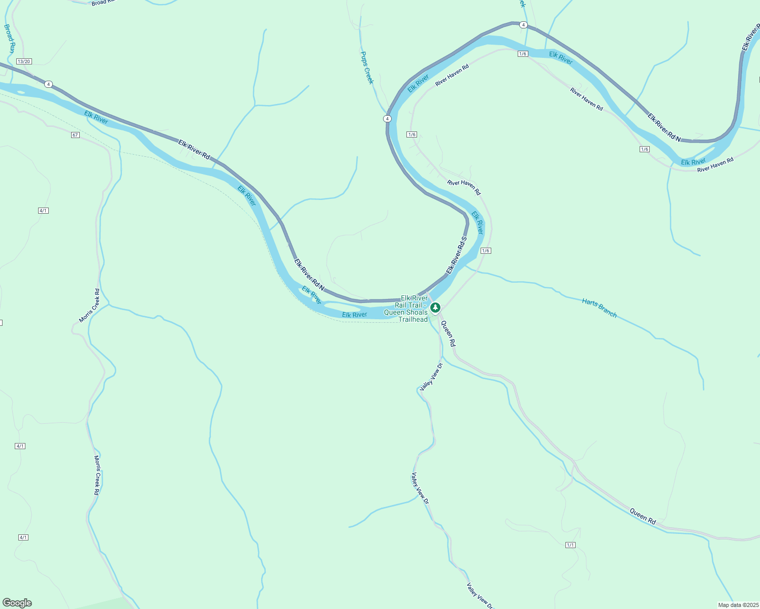 map of restaurants, bars, coffee shops, grocery stores, and more near 355-399 Elk River Road North in Clendenin