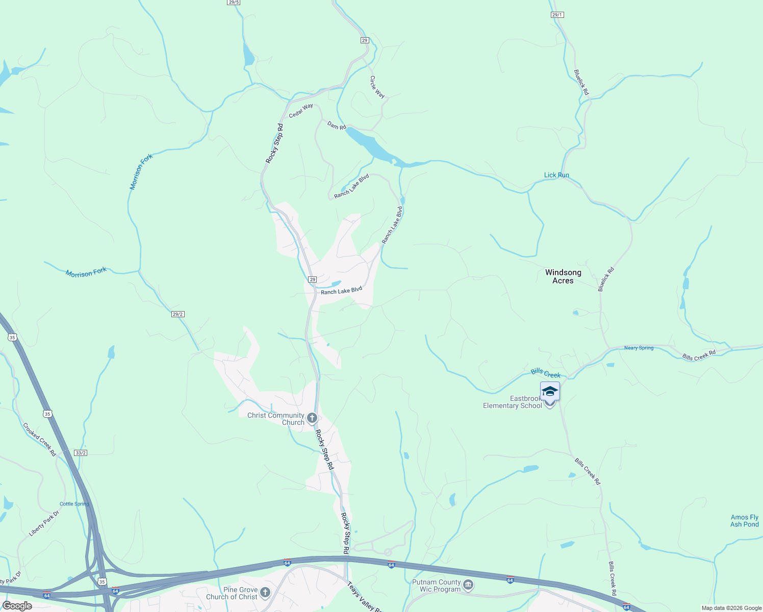 map of restaurants, bars, coffee shops, grocery stores, and more near Cobblestone Boulevard in Scott Depot
