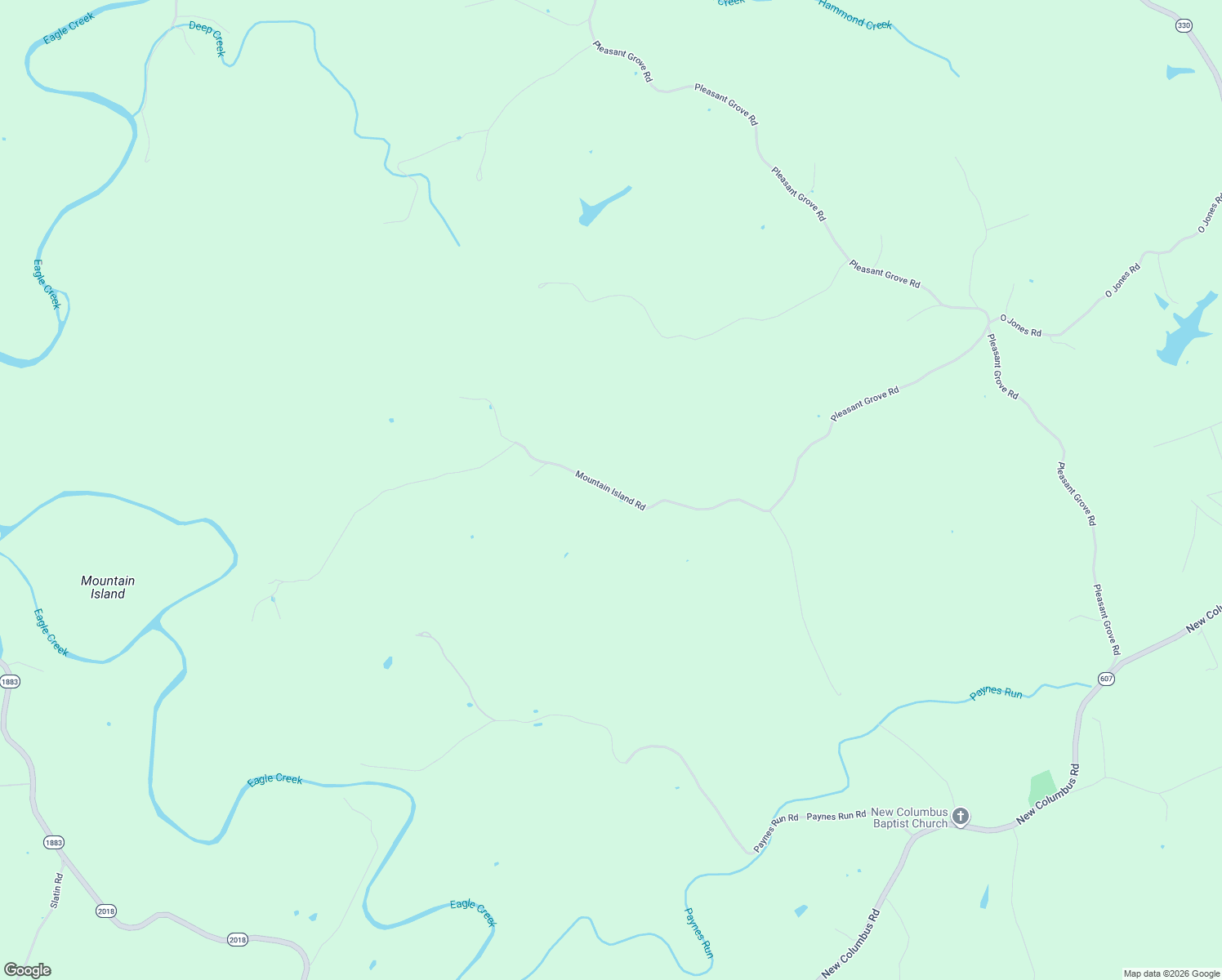 map of restaurants, bars, coffee shops, grocery stores, and more near Mountain Island Road in Corinth