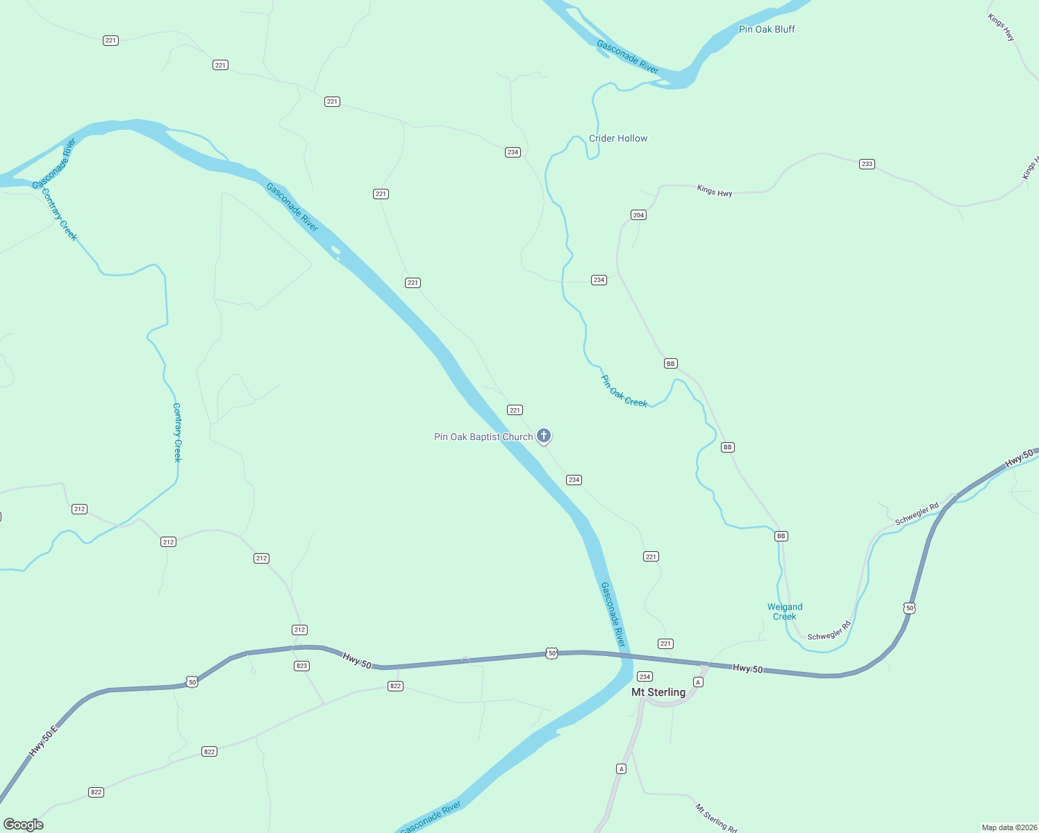 map of restaurants, bars, coffee shops, grocery stores, and more near River Road in Mount Sterling