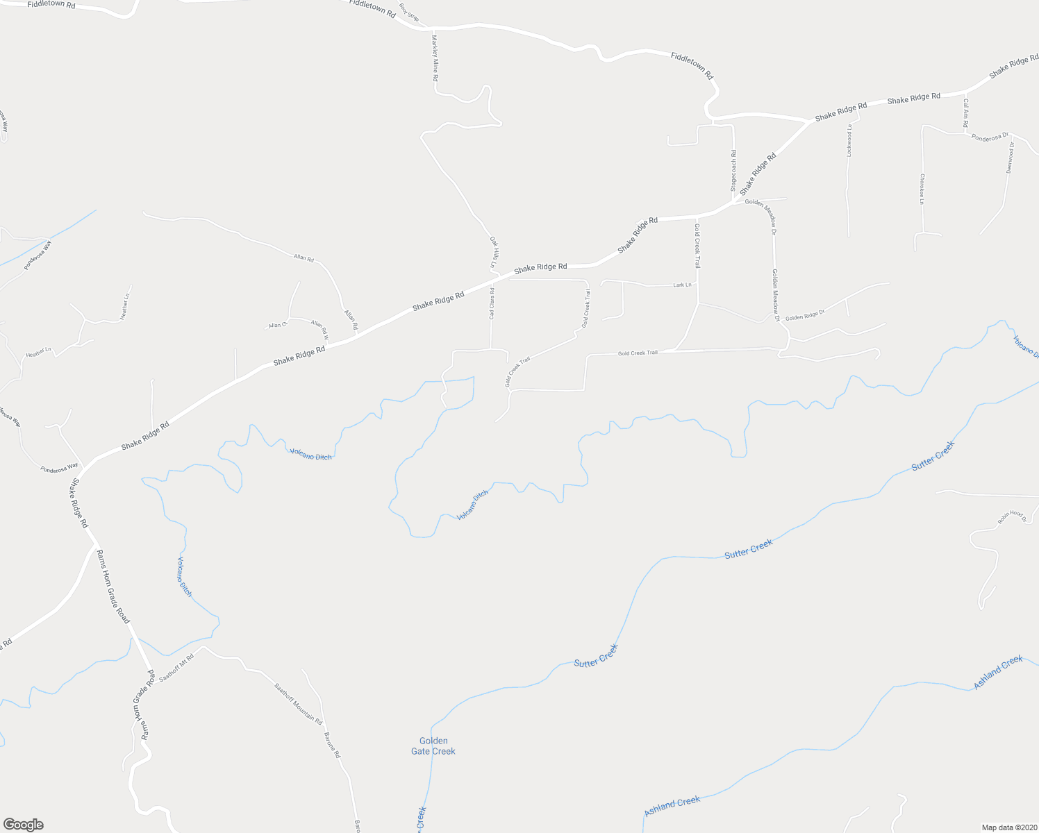 map of restaurants, bars, coffee shops, grocery stores, and more near 18630 Gold Creek Trail in Volcano