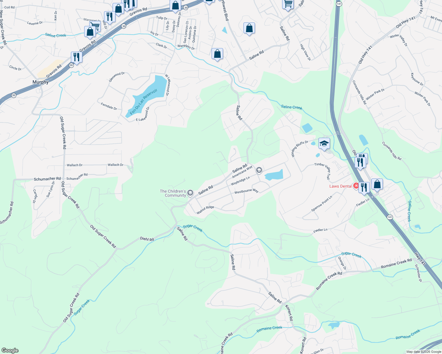 map of restaurants, bars, coffee shops, grocery stores, and more near 2029 Saline Road in Fenton