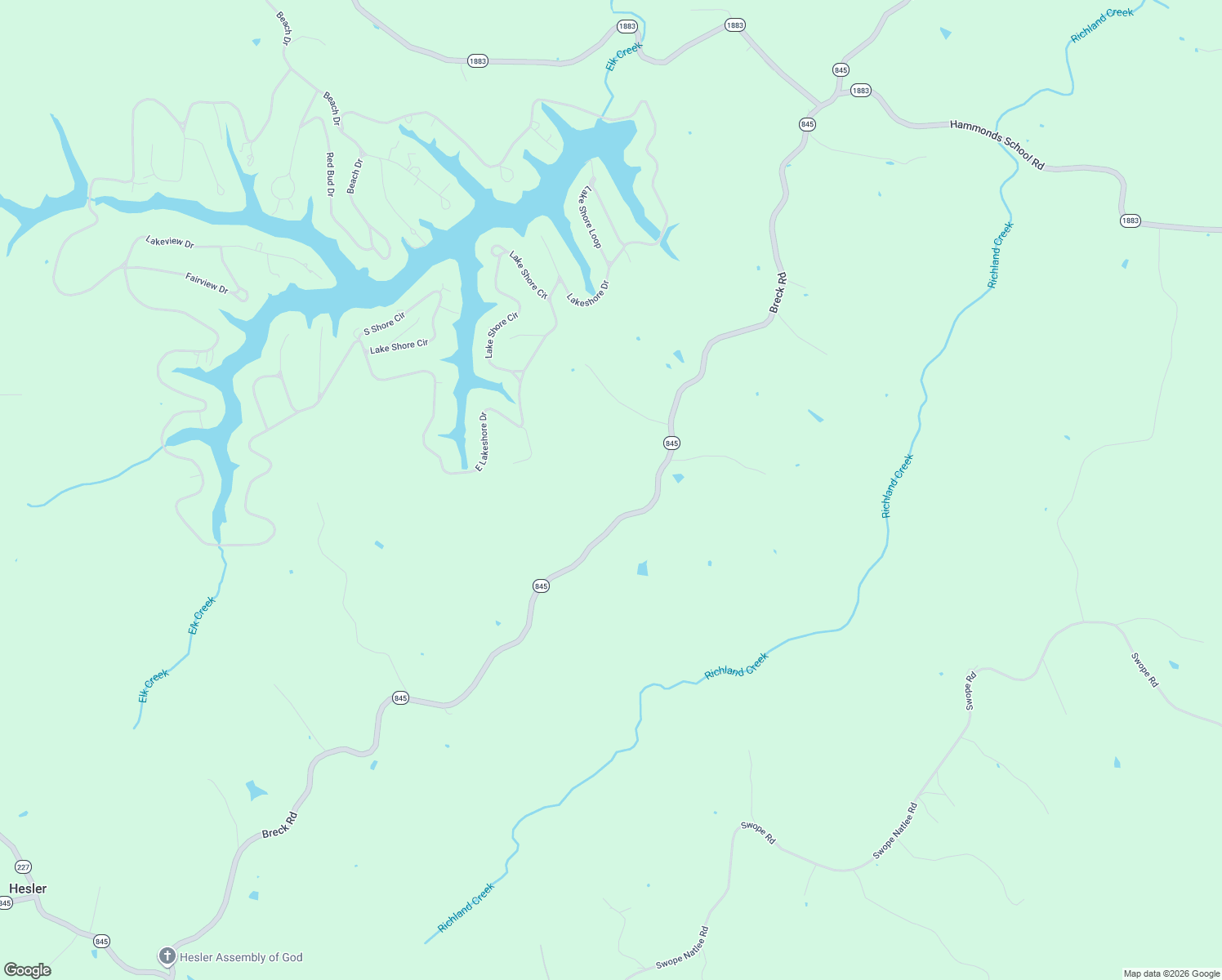 map of restaurants, bars, coffee shops, grocery stores, and more near Breck Road in Owenton
