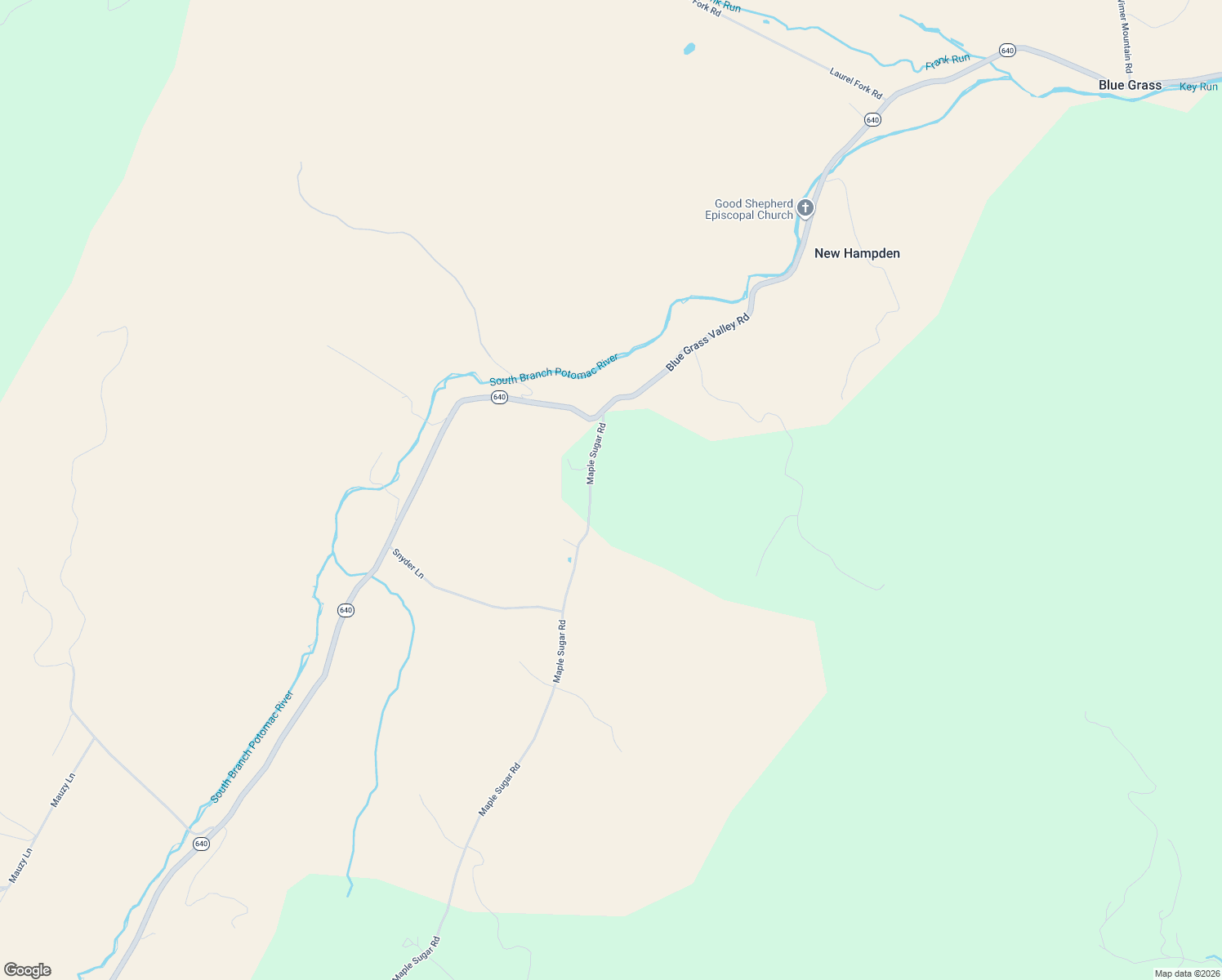 map of restaurants, bars, coffee shops, grocery stores, and more near 4734 Maple Sugar Road in Blue Grass