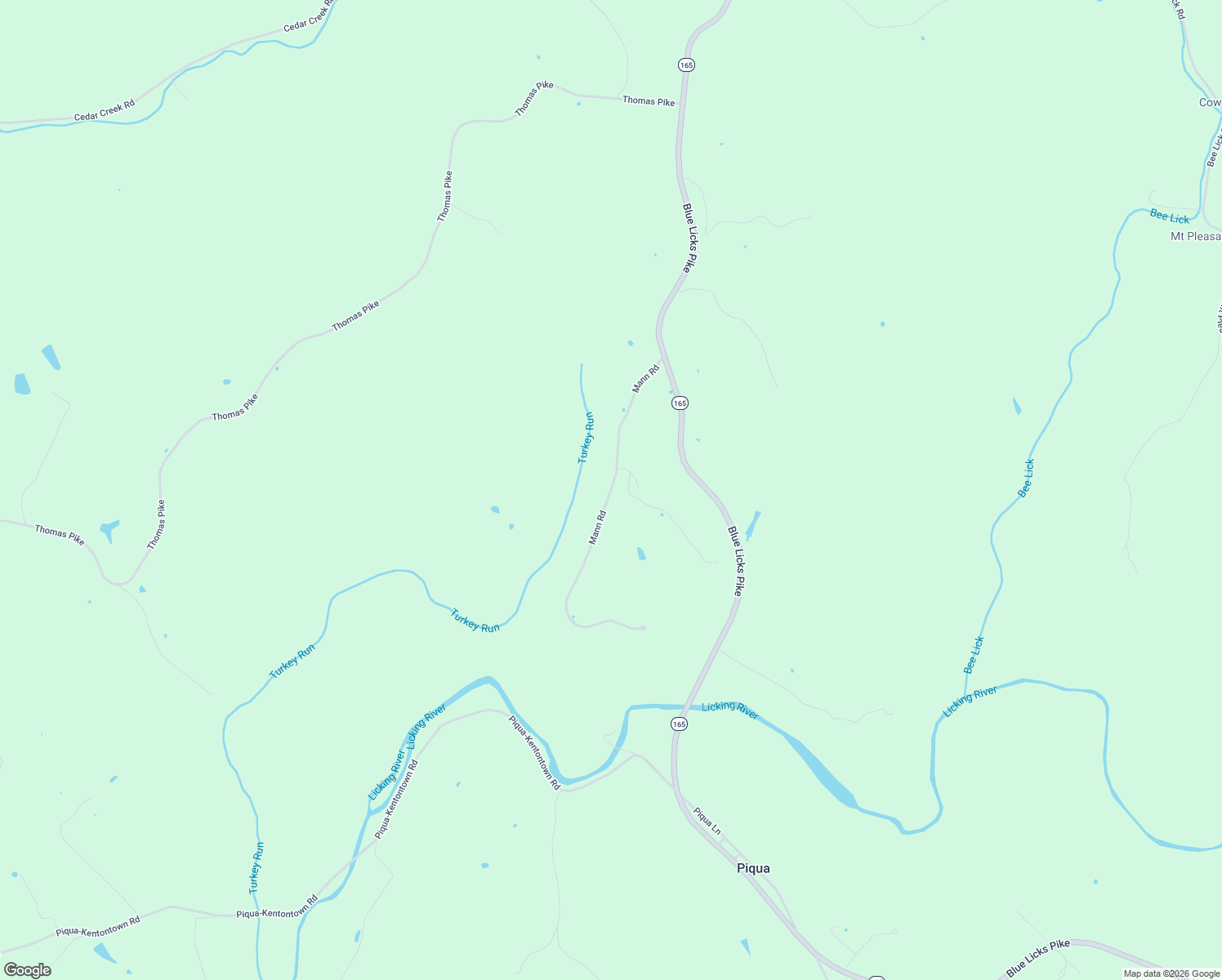 map of restaurants, bars, coffee shops, grocery stores, and more near Mann Road in Mount Olivet