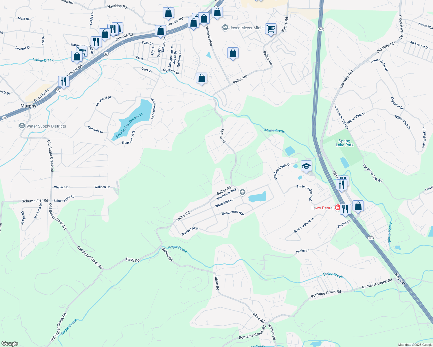 map of restaurants, bars, coffee shops, grocery stores, and more near 1509 Dorie Ct in Fenton