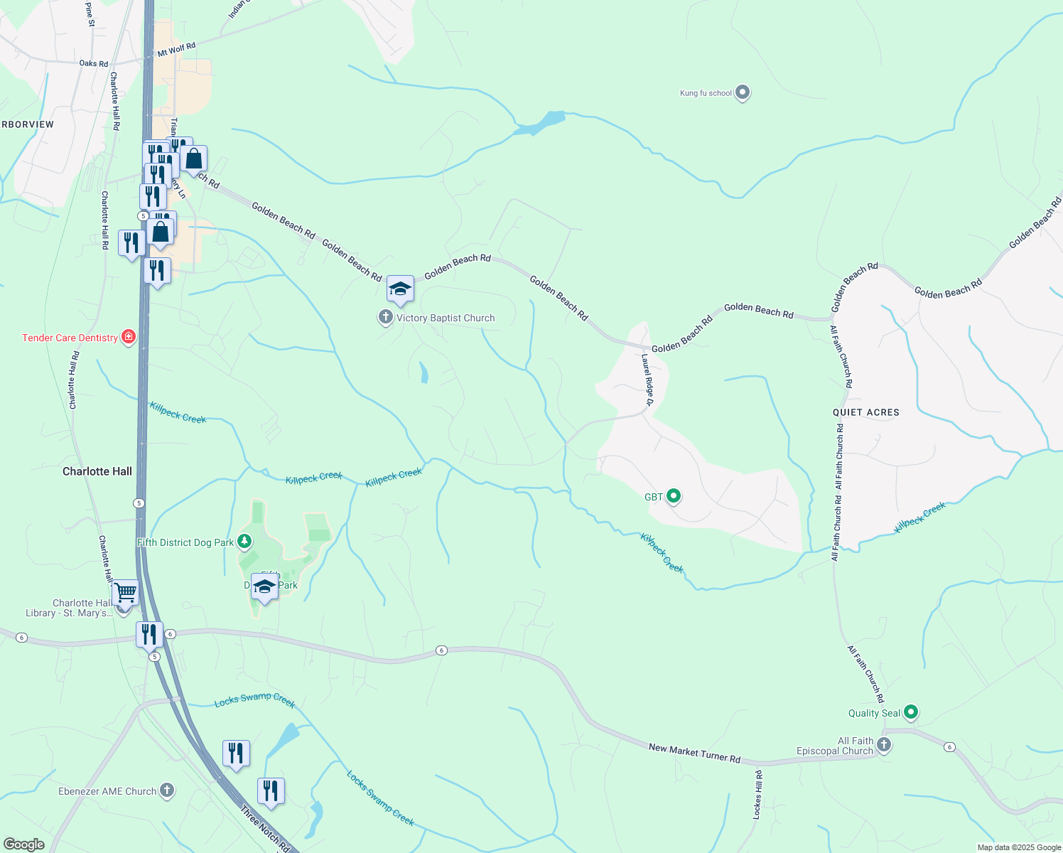 map of restaurants, bars, coffee shops, grocery stores, and more near 38290 Jay Court in Mechanicsville