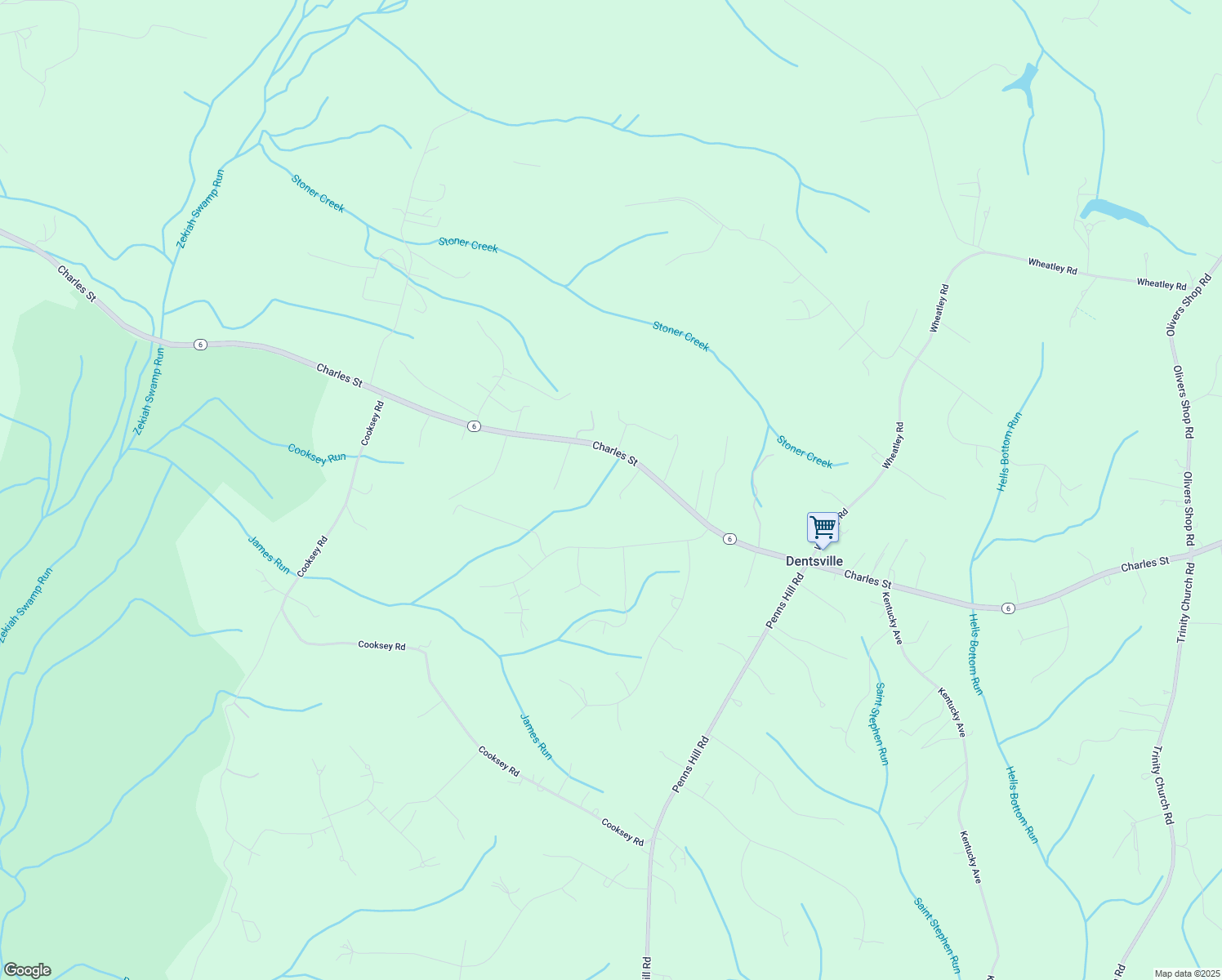 map of restaurants, bars, coffee shops, grocery stores, and more near 11795 Charles St in La Plata