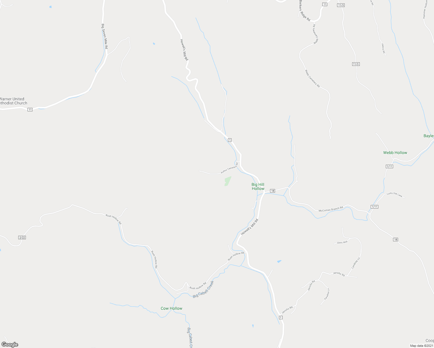 map of restaurants, bars, coffee shops, grocery stores, and more near Authur Cemetery Road in Ona