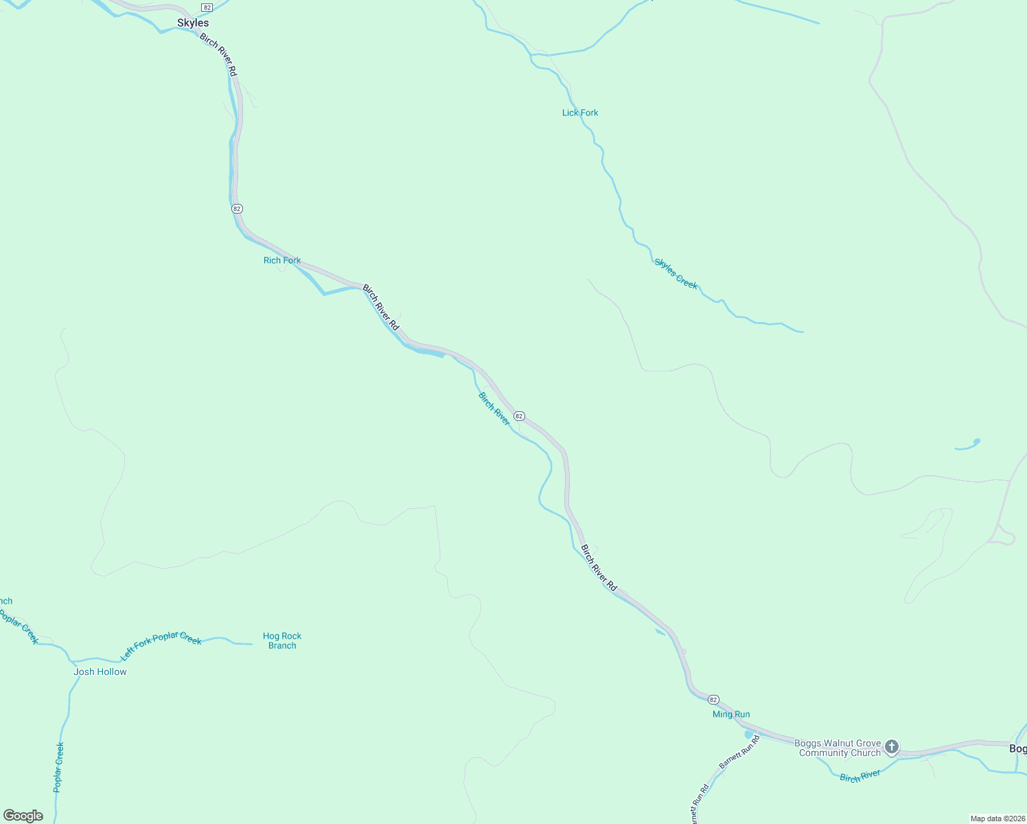 map of restaurants, bars, coffee shops, grocery stores, and more near 4995 Birch River Road in Birch River