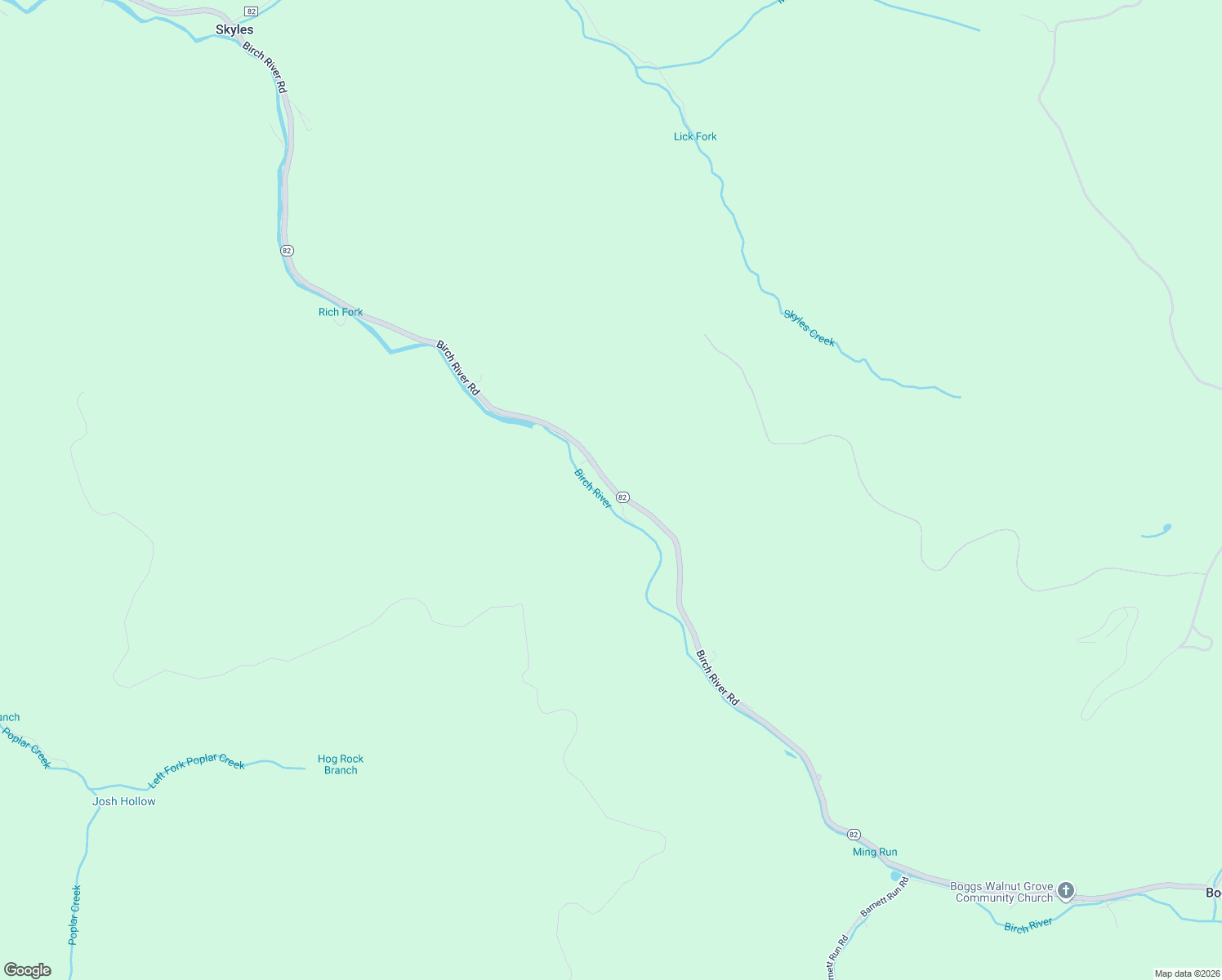 map of restaurants, bars, coffee shops, grocery stores, and more near 4995 Birch River Road in Birch River