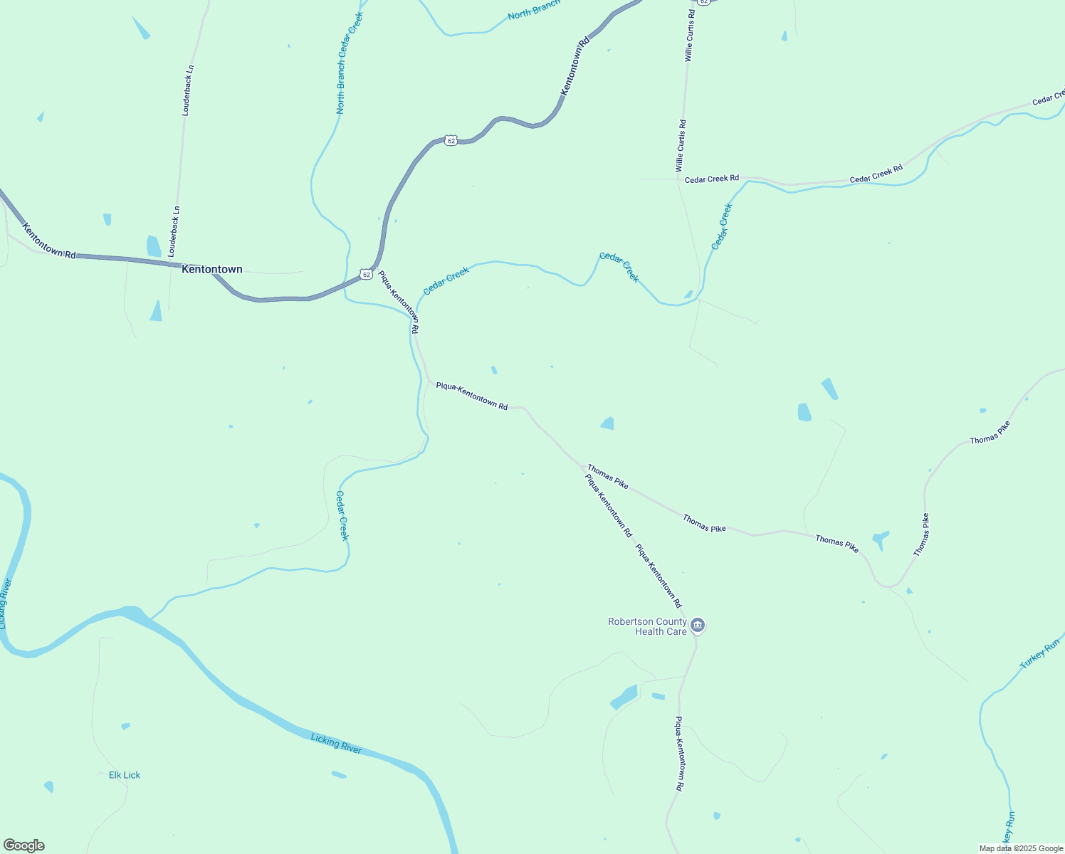 map of restaurants, bars, coffee shops, grocery stores, and more near 860 Piqua-Kentontown Road in Mount Olivet