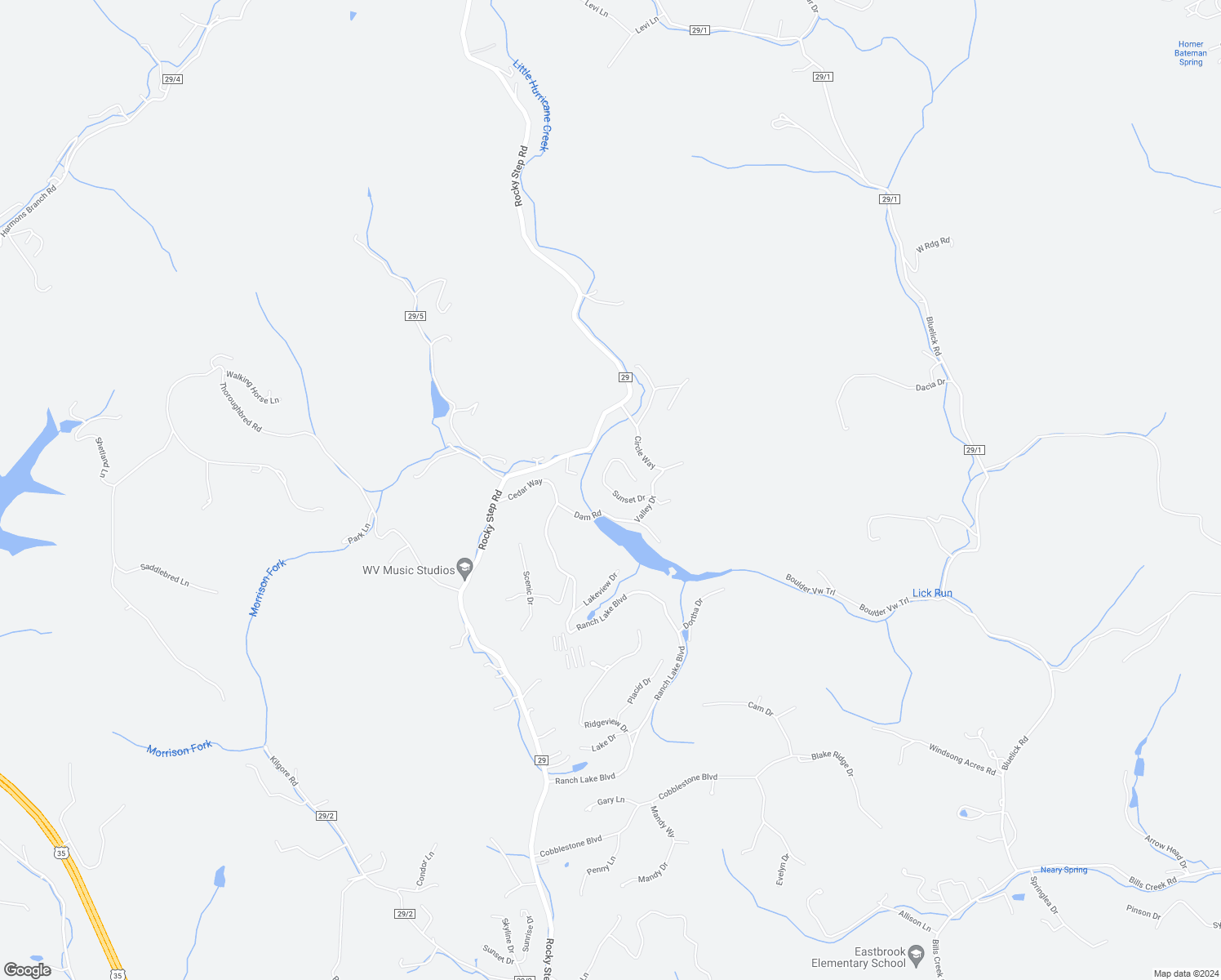 map of restaurants, bars, coffee shops, grocery stores, and more near 122 Sunset Drive in Scott Depot