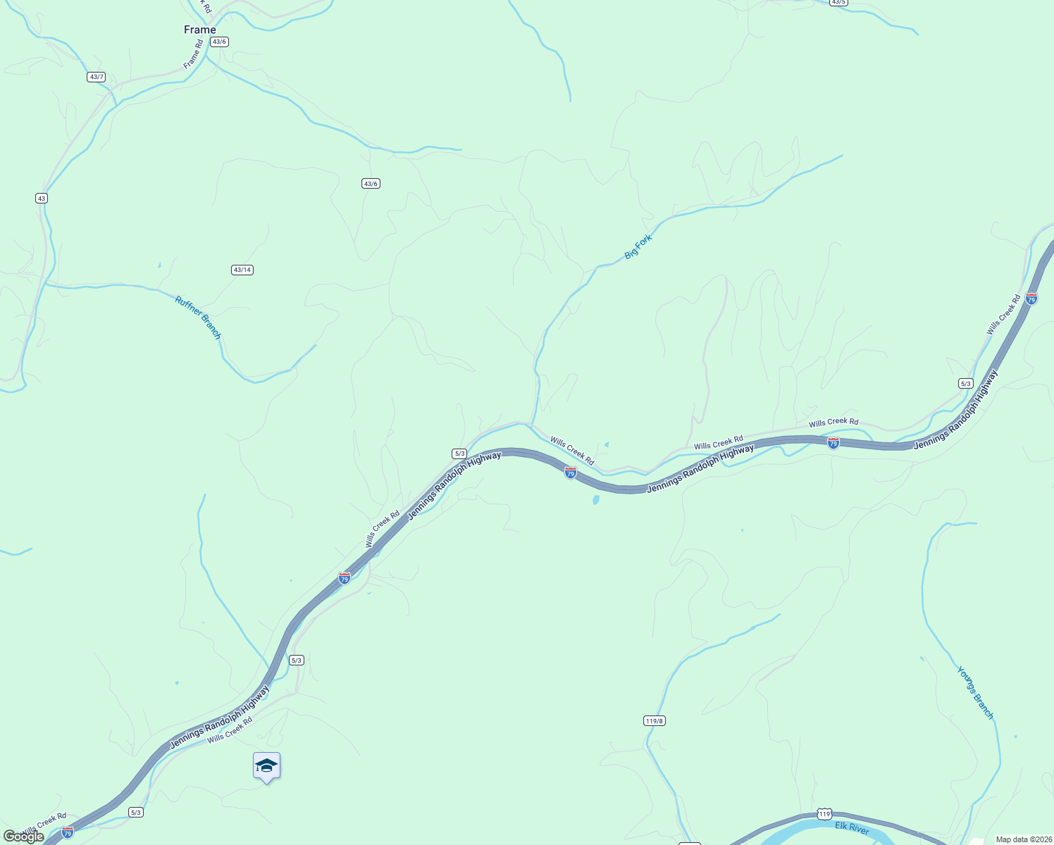 map of restaurants, bars, coffee shops, grocery stores, and more near 924 County Route 5/3 in Elkview
