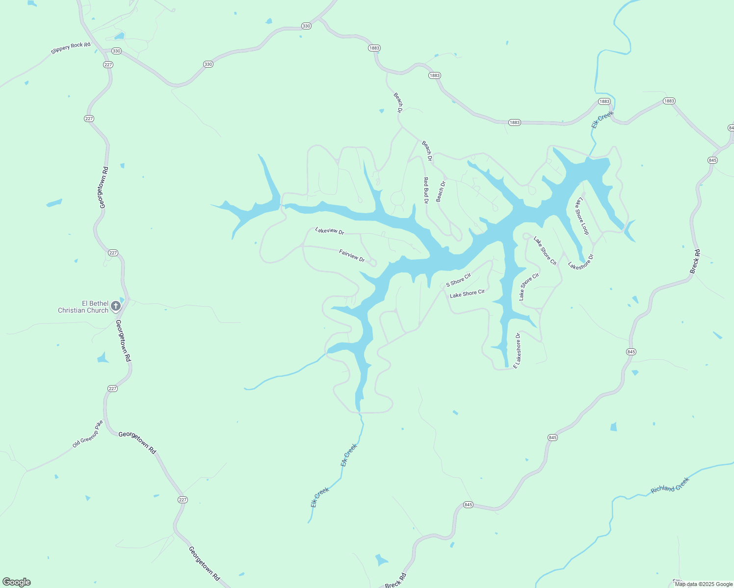 map of restaurants, bars, coffee shops, grocery stores, and more near 882 Lakeshore Drive in Owenton