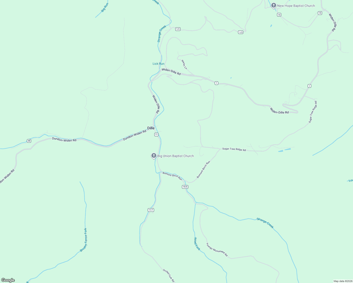 map of restaurants, bars, coffee shops, grocery stores, and more near 4336 Youngs Monument Road in Dille