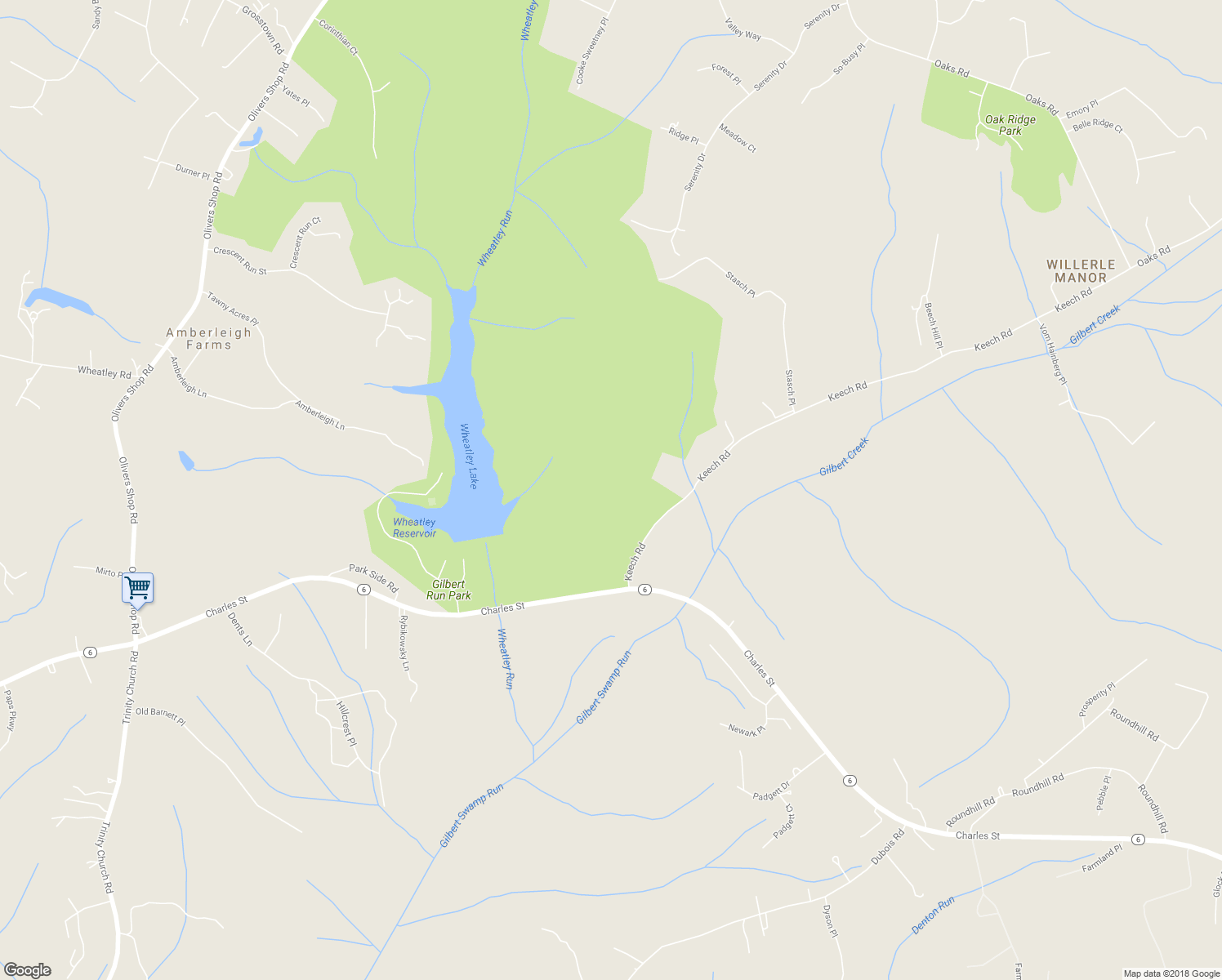 map of restaurants, bars, coffee shops, grocery stores, and more near 8595 Keech Road in Charlotte Hall