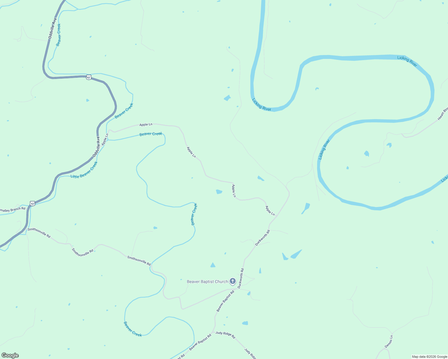 map of restaurants, bars, coffee shops, grocery stores, and more near 1561 Apple Lane in Cynthiana