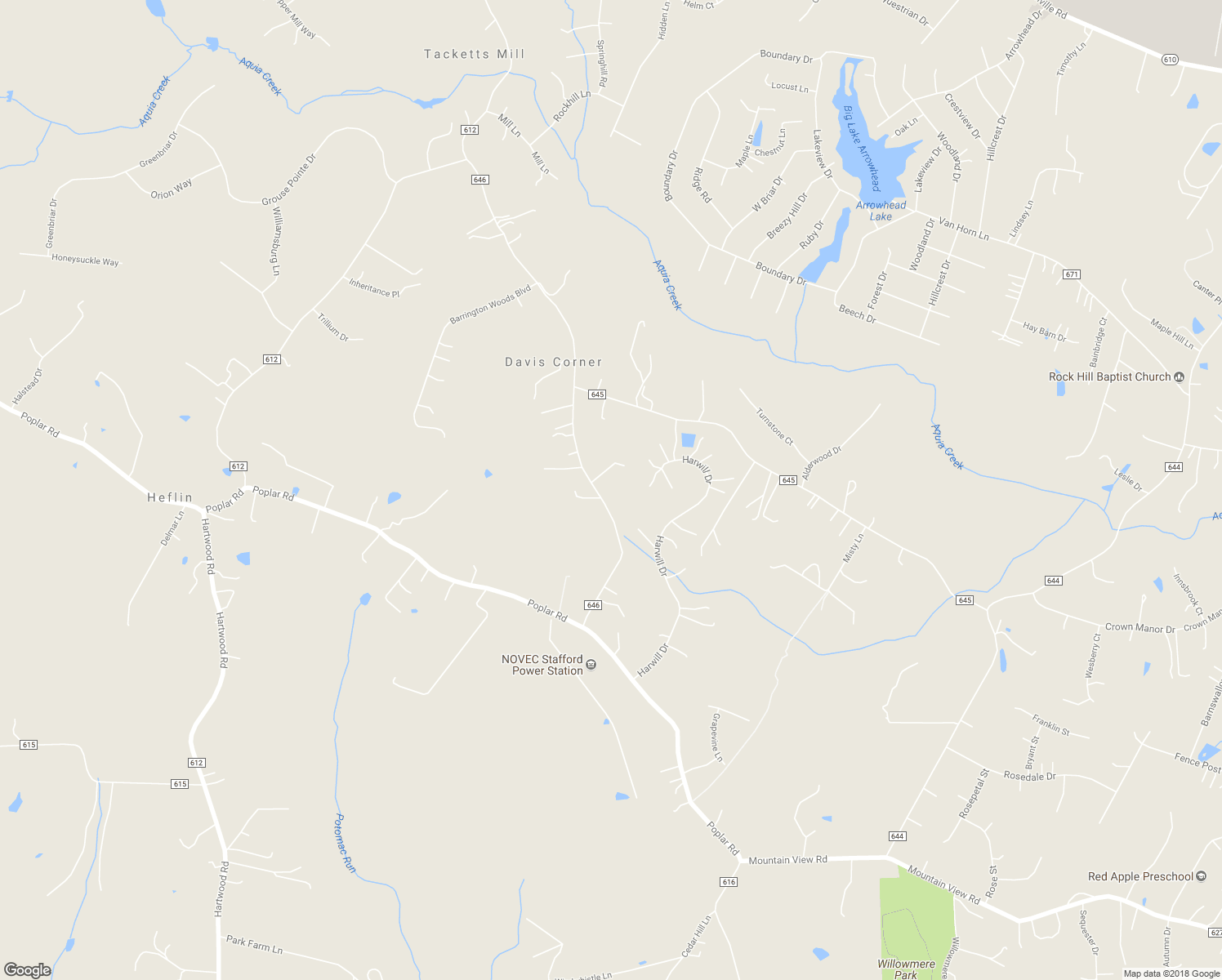 map of restaurants, bars, coffee shops, grocery stores, and more near 108 Tacketts Mill Road in Stafford