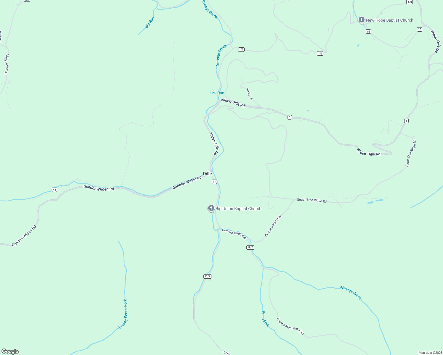 map of restaurants, bars, coffee shops, grocery stores, and more near 4336 Youngs Monument Road in Dille