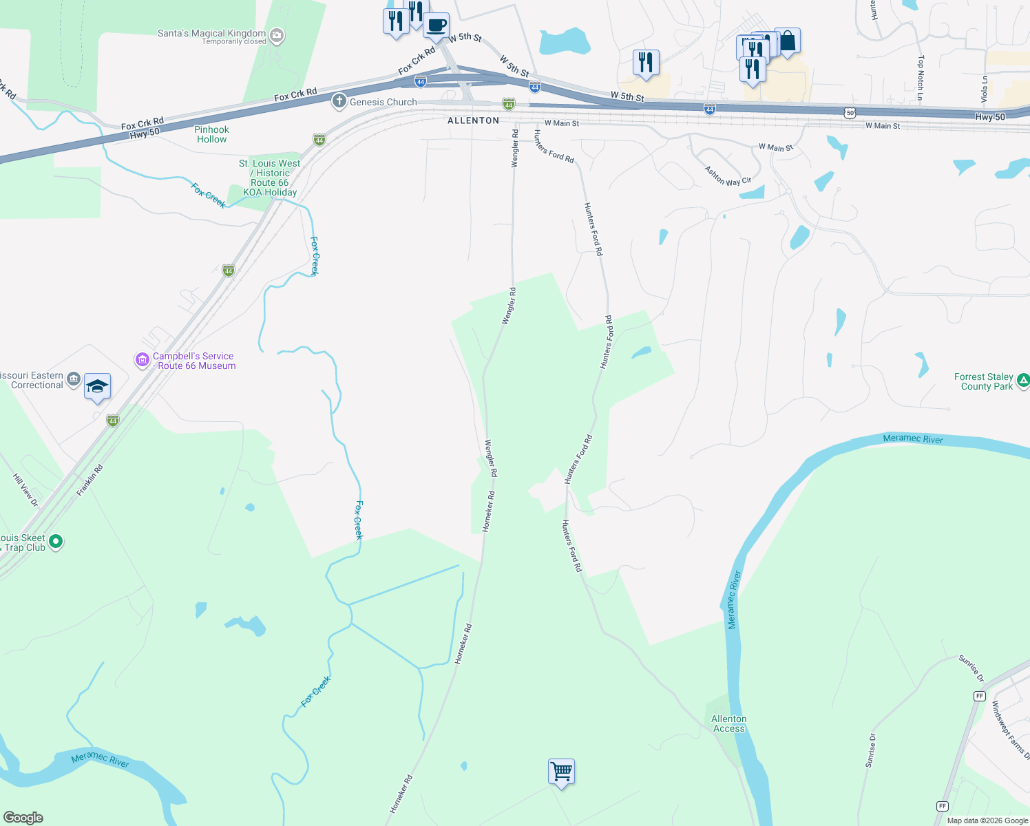 map of restaurants, bars, coffee shops, grocery stores, and more near 910 Wengler Road in Pacific