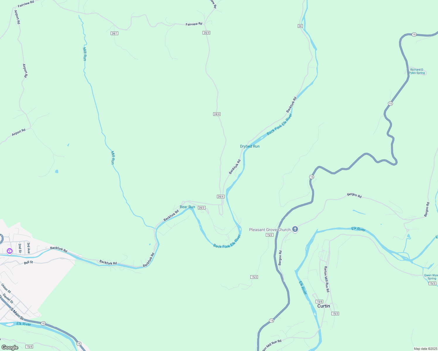 map of restaurants, bars, coffee shops, grocery stores, and more near 121 County Route 24/4 in Webster Springs
