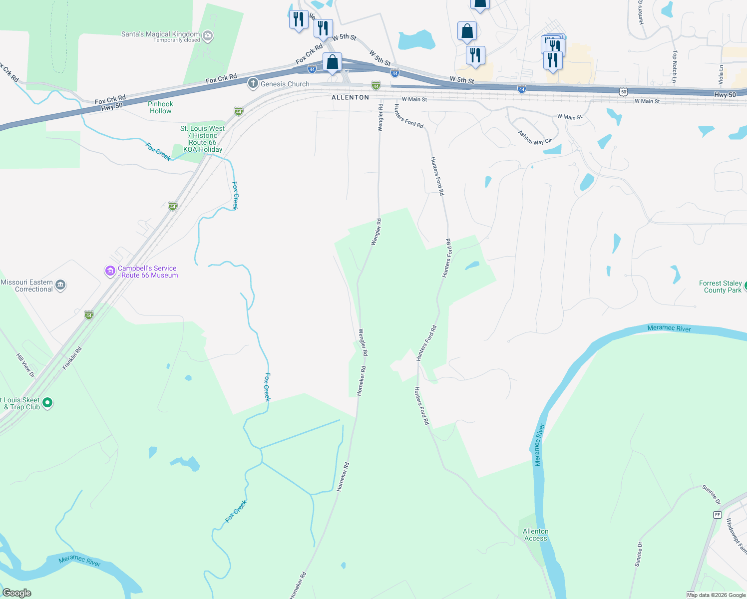 map of restaurants, bars, coffee shops, grocery stores, and more near 910 Wengler Road in Pacific