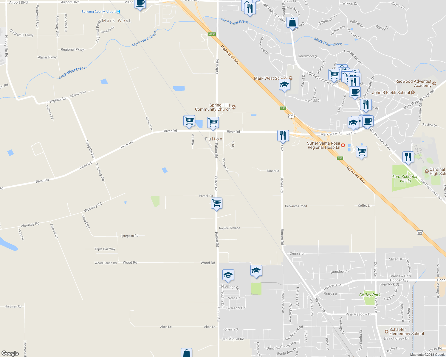 map of restaurants, bars, coffee shops, grocery stores, and more near 1190 Kelp Terrace in Fulton