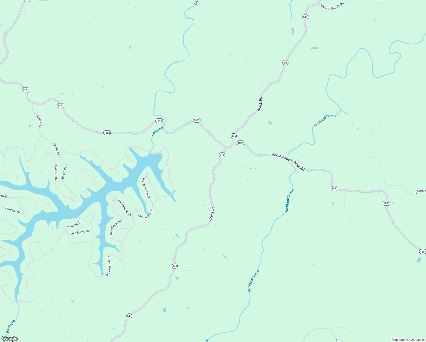 map of restaurants, bars, coffee shops, grocery stores, and more near Breck Road in Owen County