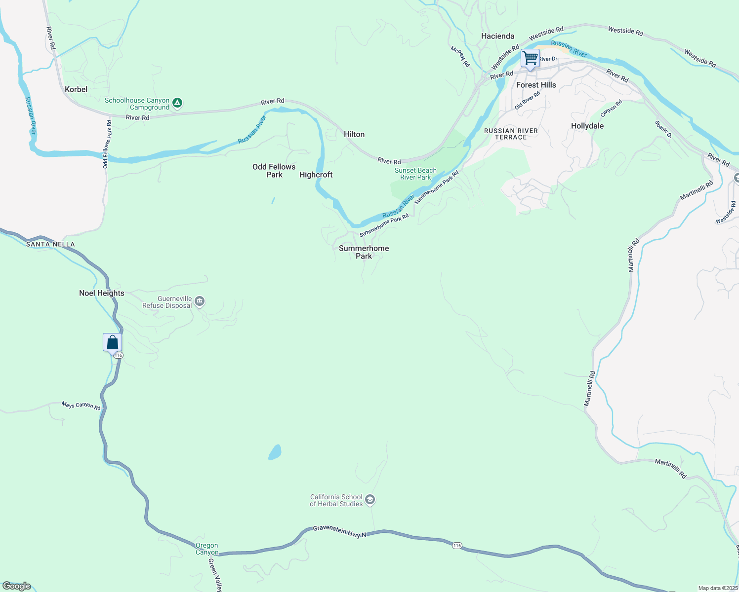 map of restaurants, bars, coffee shops, grocery stores, and more near 11891 Redwood Road in Forestville