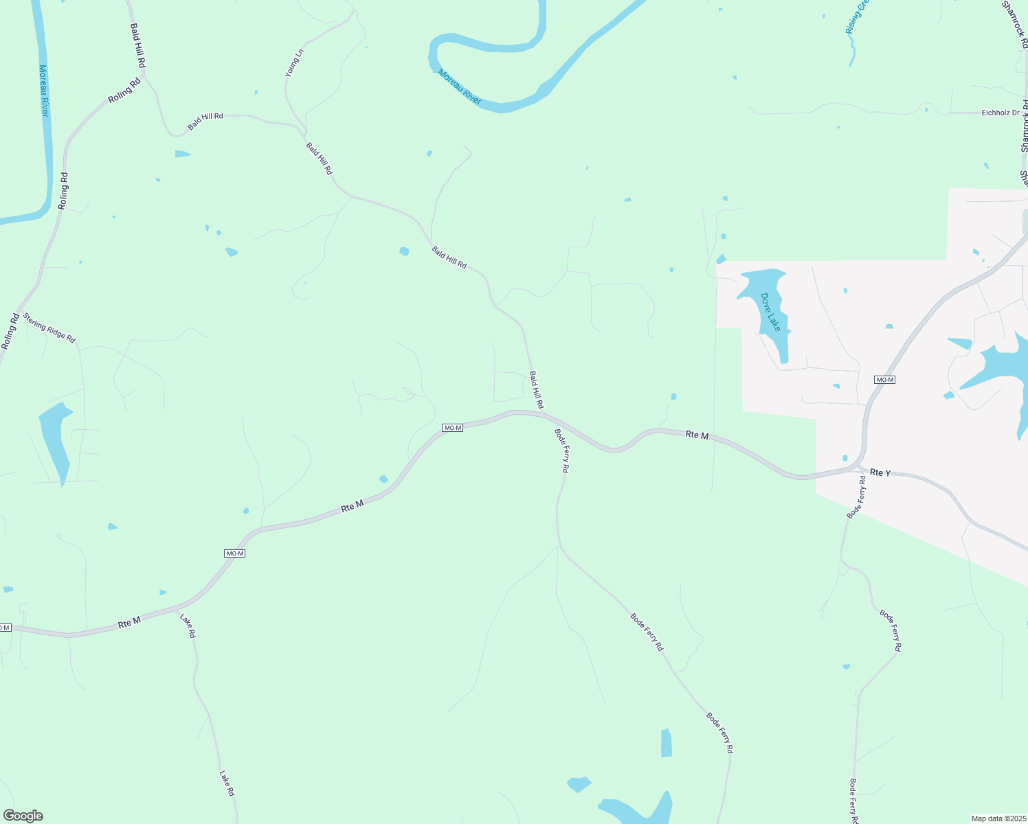 map of restaurants, bars, coffee shops, grocery stores, and more near Rte M in Jefferson City