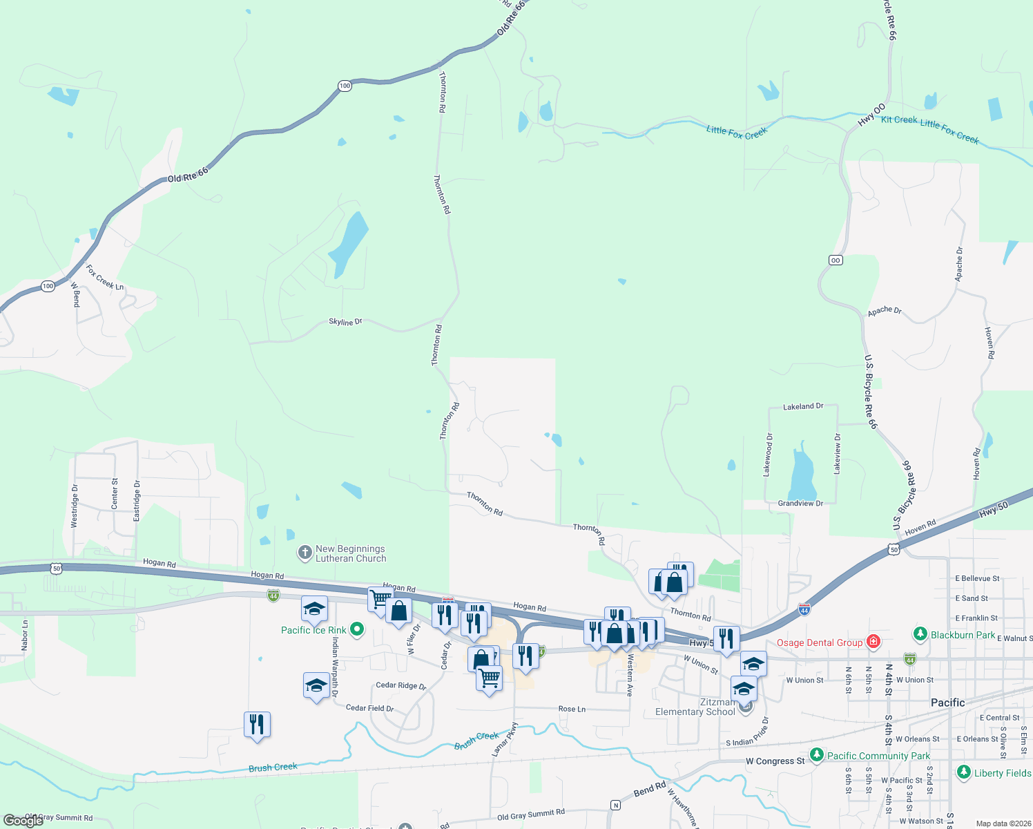 map of restaurants, bars, coffee shops, grocery stores, and more near 6684 Eagles View Drive in Pacific