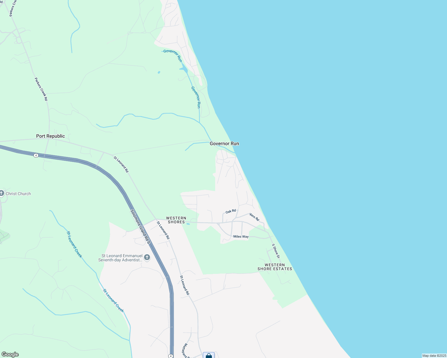 map of restaurants, bars, coffee shops, grocery stores, and more near 3353 1st Street in Port Republic
