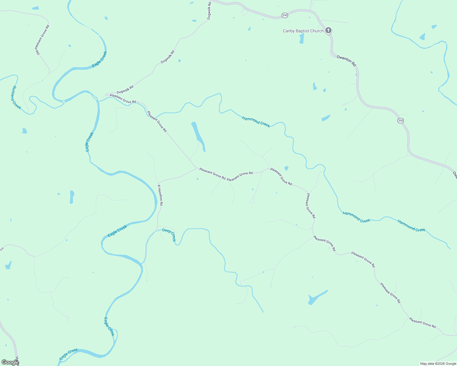 map of restaurants, bars, coffee shops, grocery stores, and more near 1196 Pleasant Grove Road in Corinth