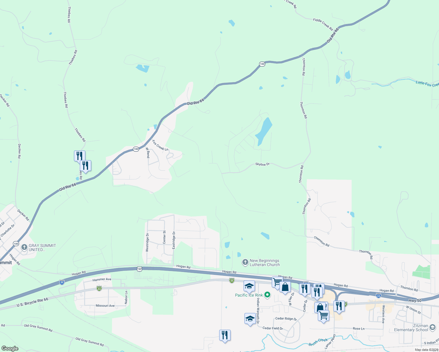 map of restaurants, bars, coffee shops, grocery stores, and more near 1870 Ridge Lane in Pacific