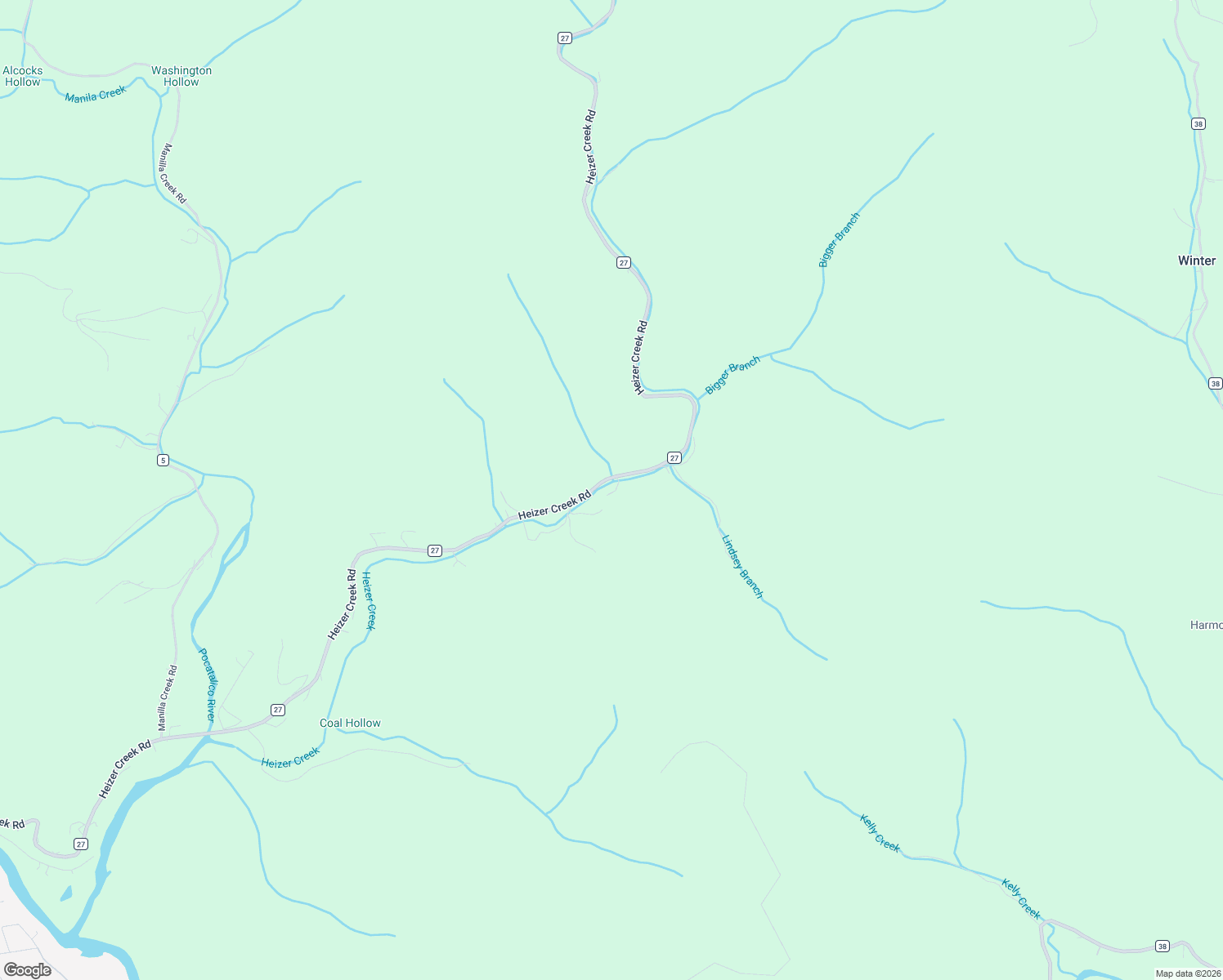 map of restaurants, bars, coffee shops, grocery stores, and more near 3178 Heizer Creek Road in Poca